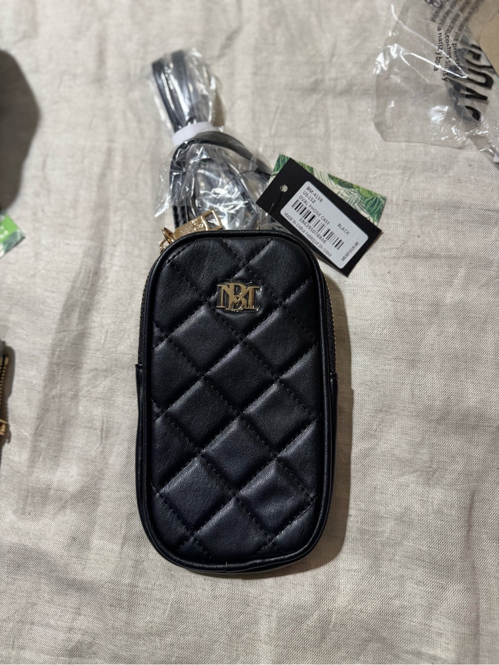 Badgley Mischka Small Shoulder Bag Black Quilted Vegan Leather